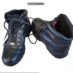 Easyriders womans steel toe leather black moto boots biker motorcycle sz 8m Y2K